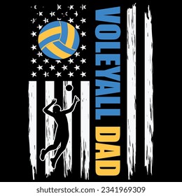 Proud volleyball dad american flag t-shirt design