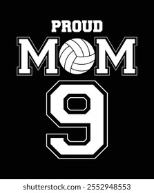 Orgullosa mamá de voleibol número 9 personalizada