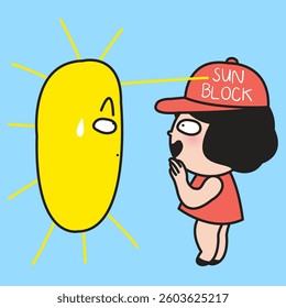 Proud Young Lady With Her UV Protection Sun Cap Concept Cartoon Character illustration