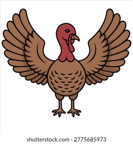 Proudly displayed turkey with spread wings