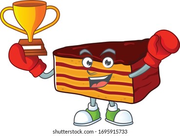 Cara orgullosa de la ganadora del boxeo dobos torte presentado en el diseño de caricaturas