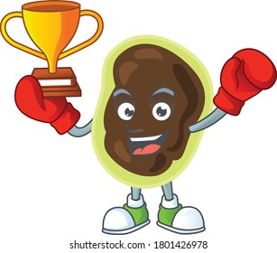 Proudly face of boxing winner firmicutes cartoon character design. Vector illustration