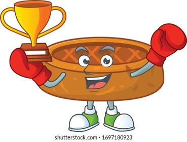 Proudly face of boxing winner peanut cookies presented in cartoon character design