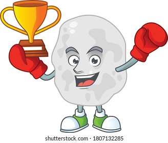 Proudly face of boxing winner planctomycetes cartoon character design. Vector illustration