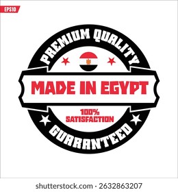 orgulhosamente feito no egito, selo de logotipo de qualidade árabe e vetor inglês