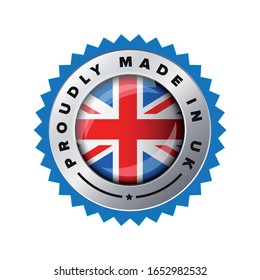 Proudly Made in UK flag button badge