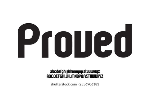 Proved, modern abstract digital tech font. Logo creative font, type, technology, movie, digital, music, movie. Font and illustration in vector format.
