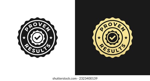 Proven results label or Proven results stamp vector isolated in flat style. Proven results label for product packaging design element. Simple Proven results stamp for packaging design element..