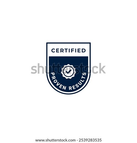 Proven results label vector for product packaging design element. Proven results icon for product packaging design element. Simple Proven results label for packaging design element.