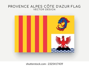 Fahne der Provence Alpes Cote d-Azur. Detaillierte Flagge auf weißem Hintergrund. Vektorgrafik