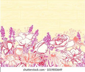 provence flower vector card rose