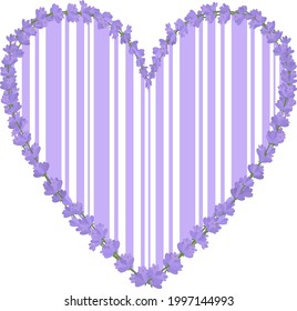 Provence heart vector illustration. Valentines day flowers lavender