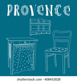 Provence interior. Hand draw illustration.