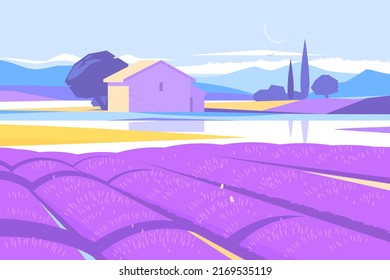 Paisaje provenzal con campo de lavanda