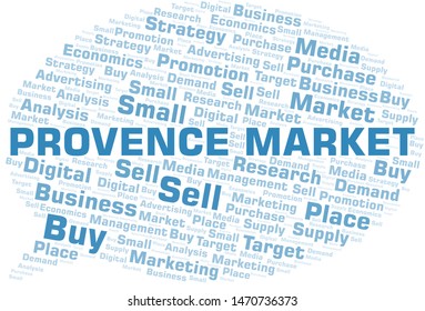 Provence Market word cloud. Vector made with text only