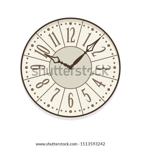 Provence and shabby chic clock isolated vector icon with numerals. Single isolated illustration. Ten oclock.