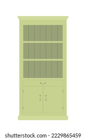 Provence style cupboard isolated on white background. Rustic interior concept. Wooden furniture. Cartoon flat style. Vector illustration