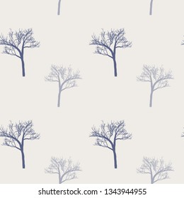 Provence style: seamless background in cute trees on natural pink Foundation. Winter print for textiles, fabric production, Wallpaper, covers, surface, wraps, scrapbooking, decoupage, curtains.Vector