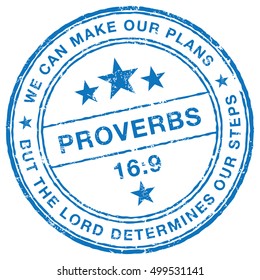 Proverbs 16 9, Holy Bible quote stamp