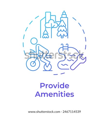 Provide amenities blue gradient concept icon. Recreation sports, common areas. Outdoor activities. Round shape line illustration. Abstract idea. Graphic design. Easy to use in infographic