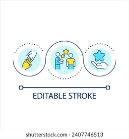 Provide assistance loop concept icon. Motivation mentoring. Coaching service. Psychological support abstract idea thin line illustration. Isolated outline drawing. Editable stroke. Arial font used