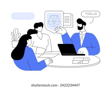 Provide legal advice isolated cartoon vector illustrations. Business partners consulting with a professional lawyer, legal service and advice, intellectual property idea vector cartoon.