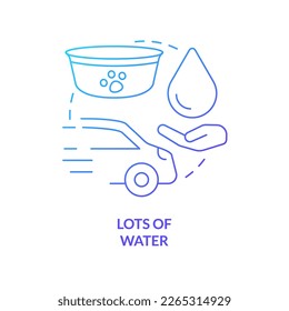 Provide pets enough water blue gradient concept icon. Animal hydration schedule. Travel rules abstract idea thin line illustration. Isolated outline drawing. Myriad Pro-Bold font used