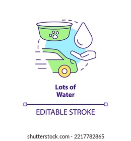 Provide pets enough water concept icon. Domestic animal needs during travel abstract idea thin line illustration. Isolated outline drawing. Editable stroke. Arial, Myriad Pro-Bold fonts used