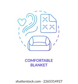 Provide soft blanket for pets blue gradient concept icon  Comfortable trip tip  Long traveling and animal abstract idea thin line illustration  Isolated outline drawing  Myriad Pro  Bold font used