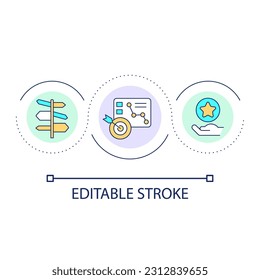 Provide tasks guide loop concept icon. Facilitator. Mentorship. Work instruction. Leadership abstract idea thin line illustration. Isolated outline drawing. Editable stroke. Arial font used