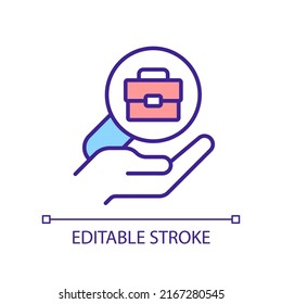 Provide workplace RGB color icon. Hiring employees. Recruitment and employment. Searching for job. Isolated vector illustration. Simple filled line drawing. Editable stroke. Arial font used