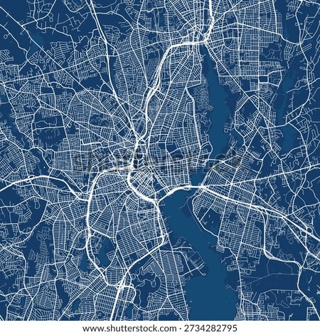 Providence City Map elegant minimalism defines this urban blueprint on paper showcasing a refined linework with subtle monochrome, emphasizing refined linework, with balanced composition.