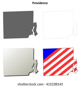 Providence County, Rhode Island blank outline map set