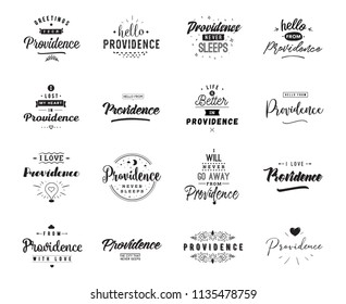 Providence. Greeting cards, vector design. Isolated logos. Typography set.