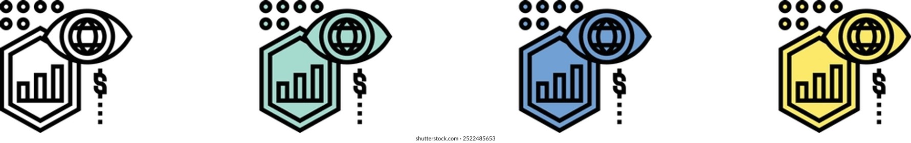 Icono de providencia. Esquema, diseño de estilo verde, azul y amarillo aislado sobre fondo blanco
