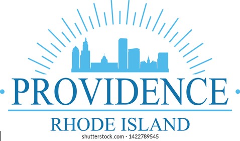 Providence Rhode Island. Banner Design. City Skyline. Silhouette Vector. Famous Monuments.