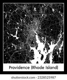 Providence Rhode Island United North America City Karte, schwarz-weiß, Vektorgrafik