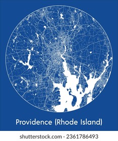 Providence Rhode Island United States North America City Map blue print round Circle vector illustration