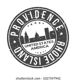 Providence Rhode Island USA Round Stamp Icon Skyline City. 