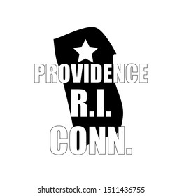 Providence. R.I. Conn map in black on a white background