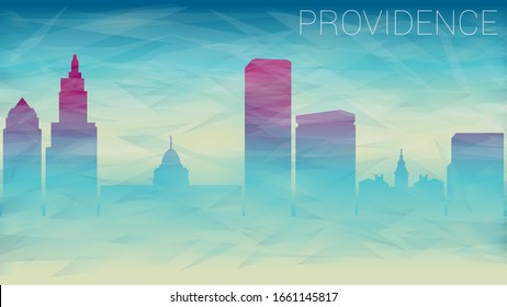 Providence, RI, USA Skyline City Vector Silhouette. Broken Glass Abstract  Textured. Banner Background Colorful Shape Composition.