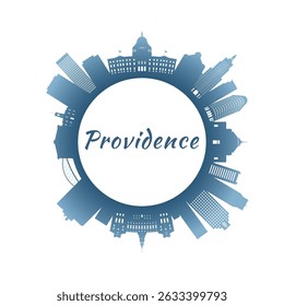 Providence skyline with colorful buildings. Circular style. Stock vector illustration