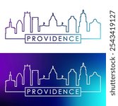 Providence skyline. Colorful linear style. Single line. Editable vector file.