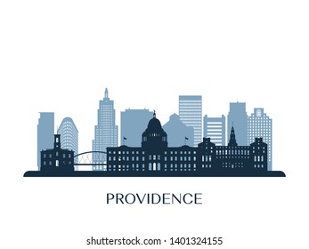 Providence skyline, monochrome silhouette. Vector illustration.