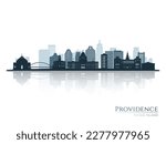 Providence skyline silhouette with reflection. Landscape Providence, Rhode Island. Vector illustration.