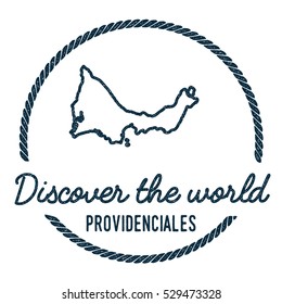 Providenciales Map Outline. Vintage Discover the World Rubber Stamp with Providenciales Map. Hipster Style Nautical Rubber Stamp, with Round Rope Border. Providenciales Map Vector Illustration.