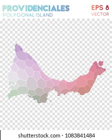 Providenciales polygonal map, mosaic style island. Glamorous low poly style, modern design. Providenciales polygonal map for infographics or presentation.
