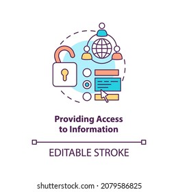 Providing access to information concept icon. Community development abstract idea thin line illustration. Open and democratic society promotion. Vector isolated outline color drawing. Editable stroke