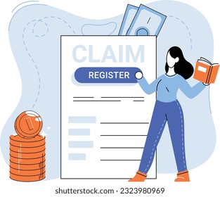 Providing personal information, report your income, registration of claim documents concept with person submits reply to inspector. Tax credits and expenses, financial report, budget planning