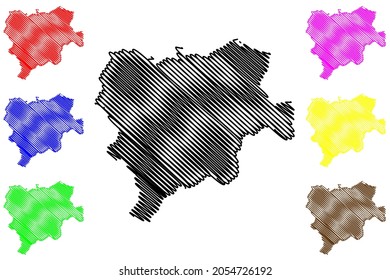 Provinz Albacete (Königreich Spanien, Autonome Gemeinschaft Kastilien-La Mancha oder Kastilien-La Mancha) Karte, Vektorgrafik, Skizze Albacete Karte